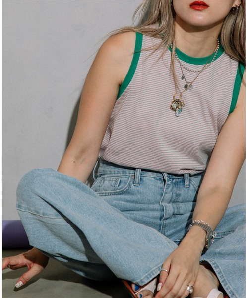 SUWDEE(スーディー)の「thin border tank top(タンクトップ・レディース・ネイビー/オレンジ/ピンク・FREE)」の12枚目の写真