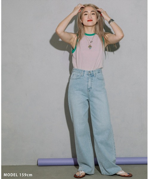 SUWDEE(スーディー)の「thin border tank top(タンクトップ・レディース・ネイビー/オレンジ/ピンク・FREE)」の5枚目の写真