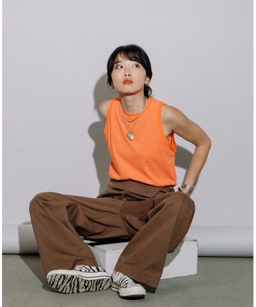 SUWDEE(スーディー)の「thin border tank top(タンクトップ・レディース・ネイビー/オレンジ/ピンク・FREE)」の22枚目の写真