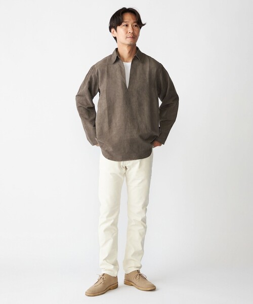 SHIPS(シップス)の「BENCH MARKING SHIRT: スキッパー ポリエステル フェイクスエード シャツ(シャツ/ブラウス・メンズ・グレー/ダークグレー/ベージュ・SMALL/MEDIUM/LARGE)」の4枚目の写真