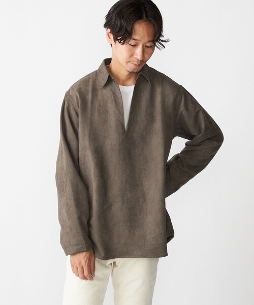 SHIPS(シップス)の「BENCH MARKING SHIRT: スキッパー ポリエステル フェイクスエード シャツ(シャツ/ブラウス・メンズ・グレー/ダークグレー/ベージュ・SMALL/MEDIUM/LARGE)」の15枚目の写真
