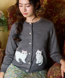 Jolly Poupee（ジョリープッペ）の「ネコアップリケニットカーディガン（ニット/セーター）」