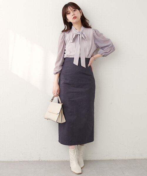 natural couture（ナチュラルクチュール）の「異素材使いお上品ボウタイブラウス（シャツ/ブラウス・レディース・その他1/ピンク/グレイッシュベージュ/アイボリー/ブラック・FREE）」の17枚目の写真
