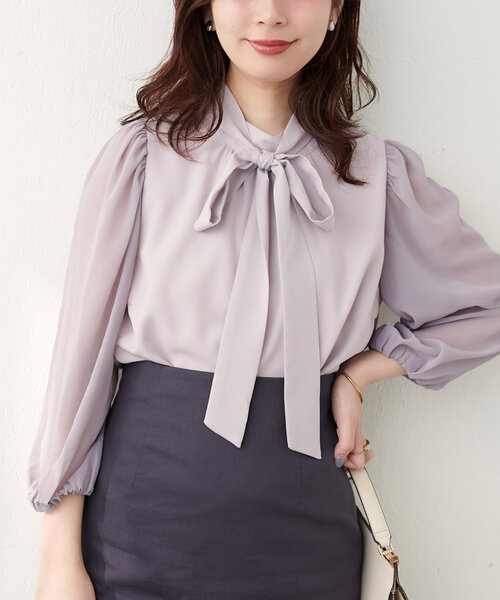 未使用品☆マチャット 大きなお襟の異素材ブラウス