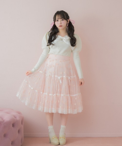 mellfy memory メルフィーメモリー ピンク ニット mellfy memory（メルフィーメモリー）の「Fairy swan bolero