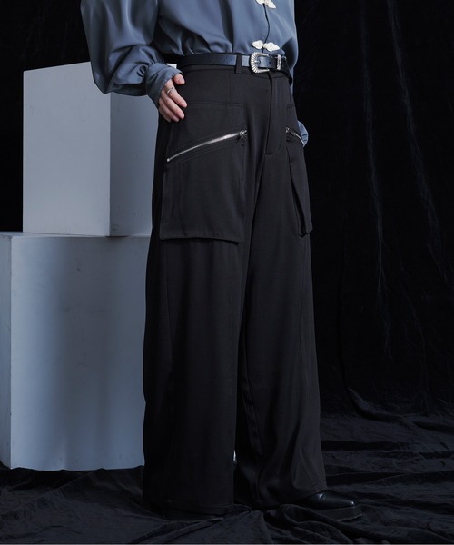 Ellno Loset（エルノロゼット）の「ZIPポケットワイドパンツ（その他パンツ・メンズ・チャコールグレー/ブラック・X-SMALL/SMALL/MEDIUM/LARGE）」の3枚目の写真