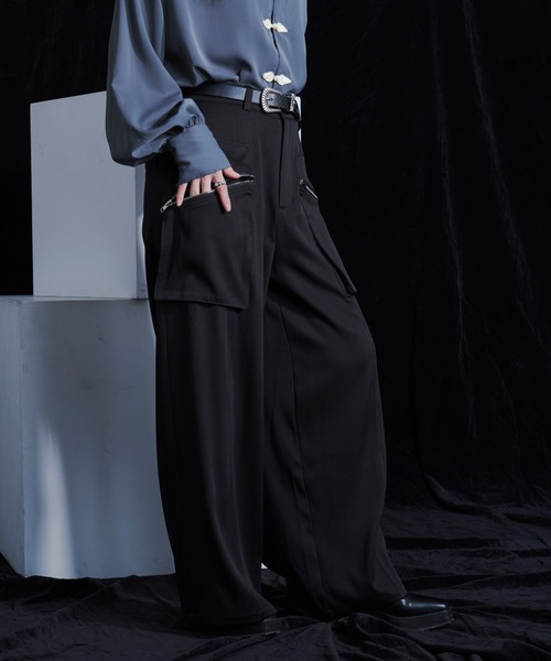 Ellno Loset（エルノロゼット）の「ZIPポケットワイドパンツ（その他パンツ・メンズ・チャコールグレー/ブラック・X-SMALL/SMALL/MEDIUM/LARGE）」の4枚目の写真