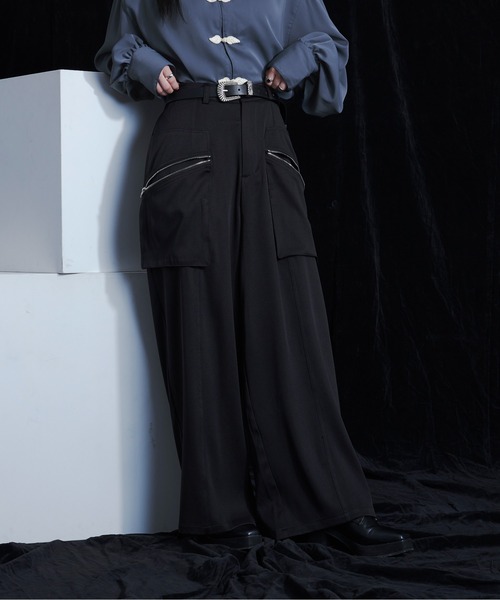 Ellno Loset（エルノロゼット）の「ZIPポケットワイドパンツ（その他パンツ・メンズ・チャコールグレー/ブラック・X-SMALL/SMALL/MEDIUM/LARGE）」の7枚目の写真