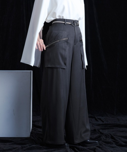 Ellno Loset（エルノロゼット）の「ZIPポケットワイドパンツ（その他パンツ・メンズ・チャコールグレー/ブラック・X-SMALL/SMALL/MEDIUM/LARGE）」の12枚目の写真