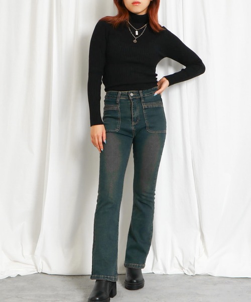 GORGE(ゴージ)の「《美シルエット×防寒》レディース リブニット タートルネック プルオーバー シンプル 秋冬(ニット/セーター・レディース・ブラック×ホワイト/ブラック×グレー/オフホワイト/ブラック系その他/ブラック/ボルドー/ネイビー・F)」の8枚目の写真