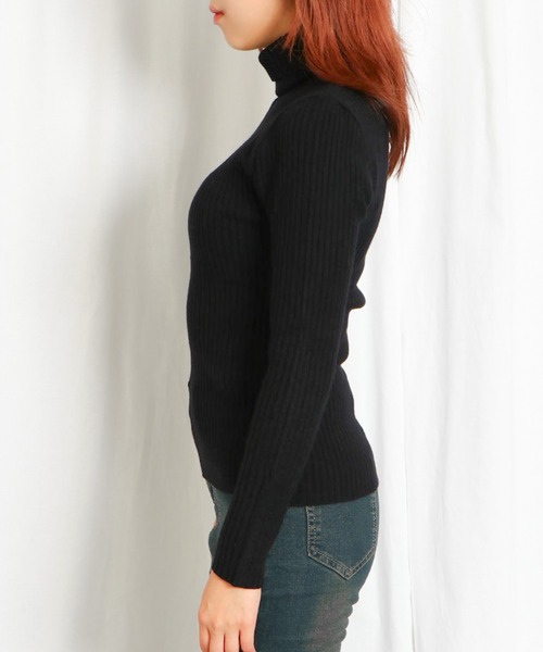 GORGE(ゴージ)の「《美シルエット×防寒》レディース リブニット タートルネック プルオーバー シンプル 秋冬(ニット/セーター・レディース・ブラック×ホワイト/ブラック×グレー/オフホワイト/ブラック系その他/ブラック/ボルドー/ネイビー・F)」の10枚目の写真