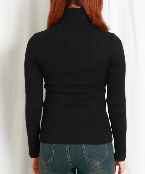 GORGE(ゴージ)の「《美シルエット×防寒》レディース リブニット タートルネック プルオーバー シンプル 秋冬(ニット/セーター・レディース・ブラック×ホワイト/ブラック×グレー/オフホワイト/ブラック系その他/ブラック/ボルドー/ネイビー・F)」の11枚目の写真