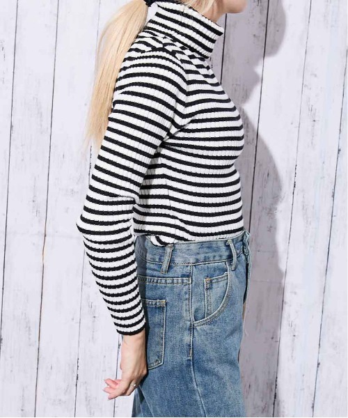 GORGE(ゴージ)の「《美シルエット×防寒》レディース リブニット タートルネック プルオーバー シンプル 秋冬(ニット/セーター・レディース・ブラック×ホワイト/ブラック×グレー/オフホワイト/ブラック系その他/ブラック/ボルドー/ネイビー・F)」の22枚目の写真