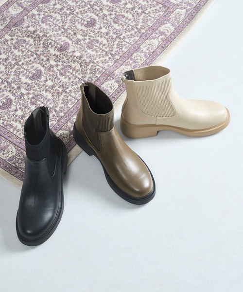 ちょめ セール】リブニットバックジップブーツ 42407（ブーツ）｜WA