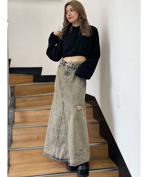 GYDA（ジェイダ）の「MCPスピンドルショートスウェットパーカー（パーカー・レディース・グレー/レッド/ブラック・FREE）」の12枚目の写真