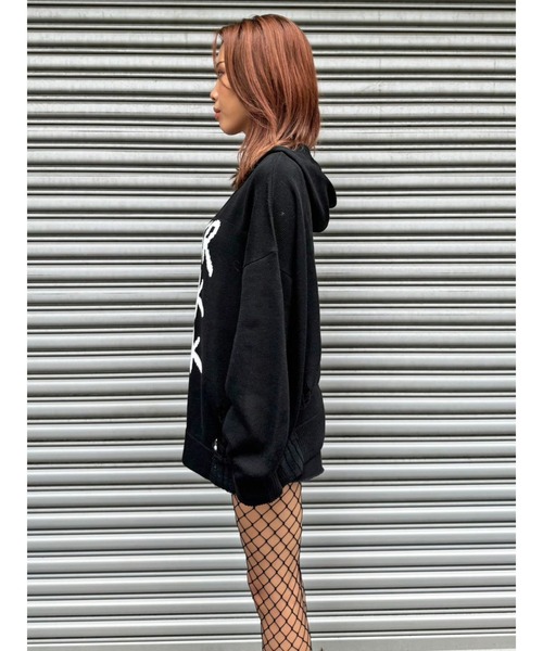 EGOIST（エゴイスト）の「ロゴダメージニットフーディ（ニット/セーター・レディース・ブルー/ホワイト/ブラック・FREE）」の5枚目の写真