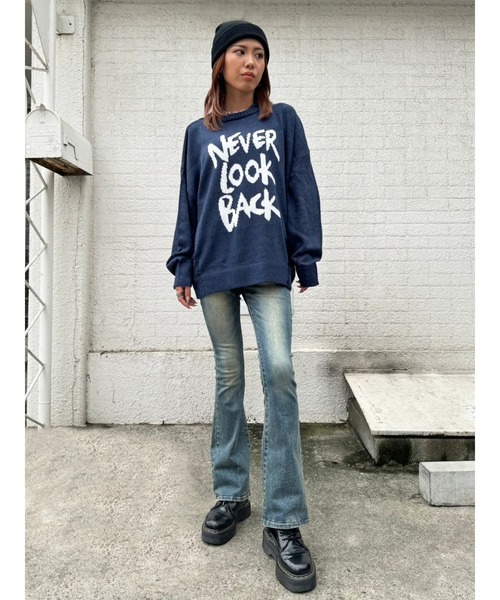 EGOIST（エゴイスト）の「ロゴダメージニットフーディ（ニット/セーター・レディース・ブルー/ホワイト/ブラック・FREE）」の16枚目の写真