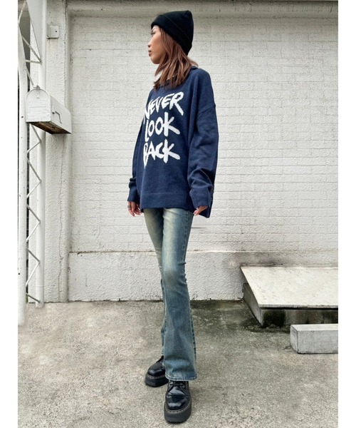 EGOIST（エゴイスト）の「ロゴダメージニットフーディ（ニット/セーター・レディース・ブルー/ホワイト/ブラック・FREE）」の17枚目の写真