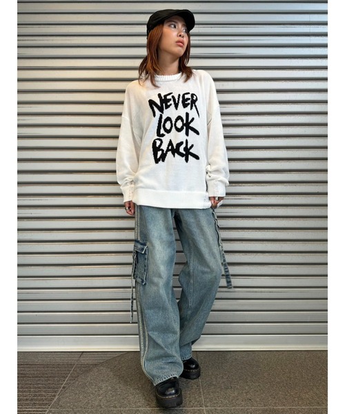 EGOIST（エゴイスト）の「ロゴダメージニットフーディ（ニット/セーター・レディース・ブルー/ホワイト/ブラック・FREE）」の10枚目の写真