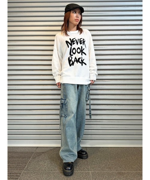 EGOIST（エゴイスト）の「ロゴダメージニットフーディ（ニット/セーター・レディース・ブルー/ホワイト/ブラック・FREE）」の11枚目の写真