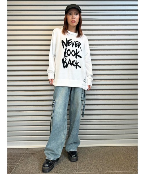 EGOIST（エゴイスト）の「ロゴダメージニットフーディ（ニット/セーター・レディース・ブルー/ホワイト/ブラック・FREE）」の13枚目の写真