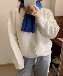 ダブルジップ ニットカーディガン