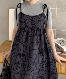 clear | フロッキープリントキャミソールワンピース [低身長用サイズ有 大人可愛い スタイルアップ]≪2024AW新作≫(ワンピース)