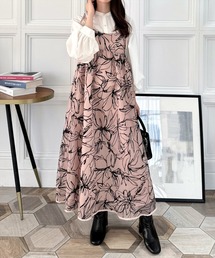 clear | フロッキープリントキャミソールワンピース [低身長用サイズ有 大人可愛い スタイルアップ]≪2024AW新作≫(ワンピース)