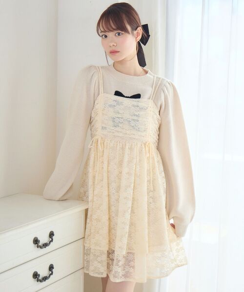 ems excite(エムズエキサイト)の「レースミニキャミOP(ワンピース・レディース・ブラック/ナチュラル/ブルー・FREE)」の7枚目の写真