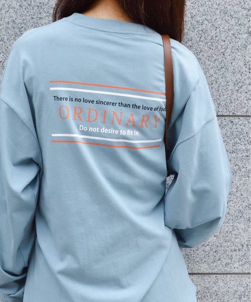 spiritoso(スピリトーゾ)の「【spiritoso】ORDINARYプリントロンTEE(Tシャツ/カットソー・レディース・オフホワイト/ネイビー/サックスブルー/オリーブ・FREE)」の4枚目の写真