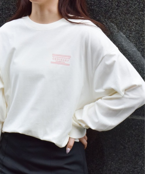 spiritoso(スピリトーゾ)の「【spiritoso】ORDINARYプリントロンTEE(Tシャツ/カットソー・レディース・オフホワイト/ネイビー/サックスブルー/オリーブ・FREE)」の6枚目の写真