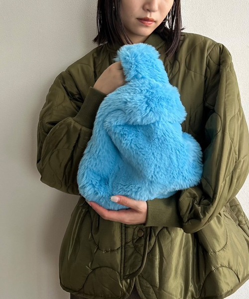 Kotoe（コトエ）の「【9色展開】 カラーエコファーバッグ ワンハンドルバッグ（ハンドバッグ・レディース・ワイン/ブルー/ピンク/キャメル/モカ/ベージュ/ダークグレー/ブラック/カーキ・FREE）」の6枚目の写真