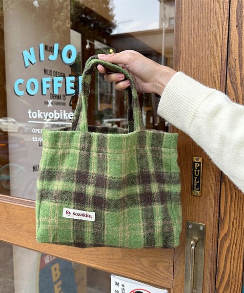 Mignonjour(ミニョンジュール)の「Mignonjour/チェック柄ミニトートバッグ M2557(トートバッグ・レディース・ブルー/グリーン/ブラウン/ダークブラウン/グレー/その他1/その他2/その他3・FREE)」の1枚目の写真