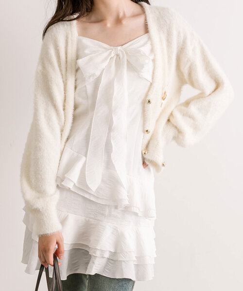 OLIVE des OLIVE(オリーブデオリーブ)の「ブローチ付フェザーカーディガン(カーディガン/ボレロ・レディース・オフホワイト/チャコールグレー/ピンク/モカ・FREE)」の13枚目の写真