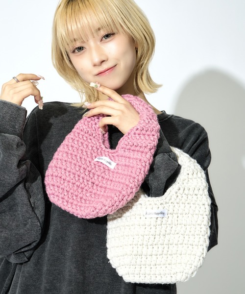 A Little Happiness（アリトルハピネス）の「Knit Bag（ハンドバッグ・レディース・ブラック/グリーン/ピンク/ホワイト・FREE）」の13枚目の写真