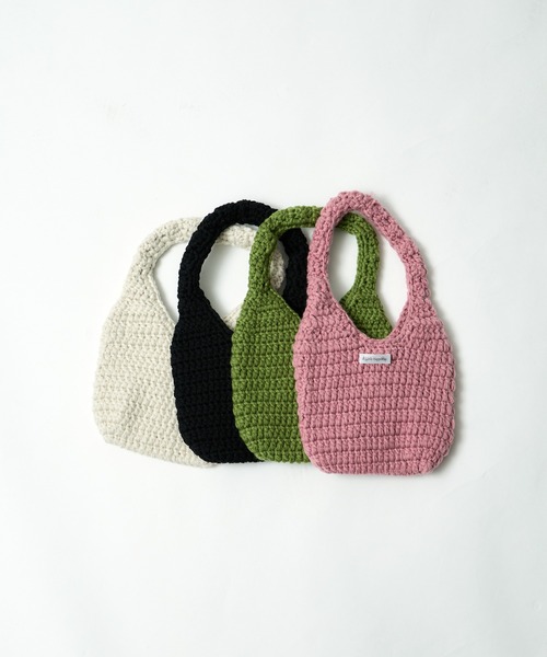 A Little Happiness（アリトルハピネス）の「Knit Bag（ハンドバッグ・レディース・ブラック/グリーン/ピンク/ホワイト・FREE）」の17枚目の写真