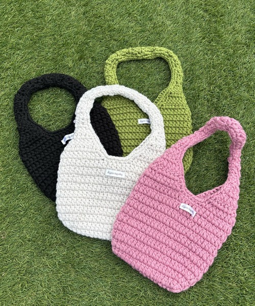 A Little Happiness（アリトルハピネス）の「Knit Bag（ハンドバッグ・レディース・ブラック/グリーン/ピンク/ホワイト・FREE）」の18枚目の写真
