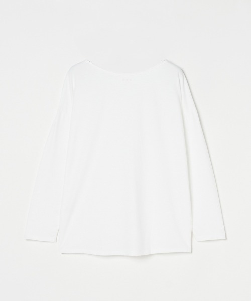 three dots(スリードッツ)の「パウダリーコットン 長袖ボートネックTシャツ(Tシャツ/カットソー・レディース・ホワイト/ブラック・SMALL/X-SMALL)」の4枚目の写真