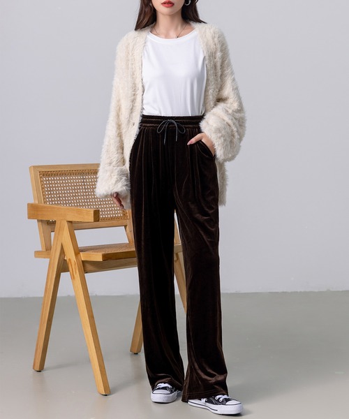 SALE 新品　まとめ売り　3Lサイズ中心 セール】レディース ベロア調スリークイージーワイドパンツ