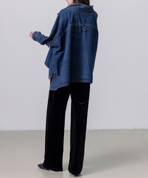 DAY CLOSET（デイ クローゼット）の「レディース ベロア調スリークイージーワイドパンツ（その他パンツ・レディース・ネイビー/ブラック/ダークブラウン・M/L/XL）」の8枚目の写真