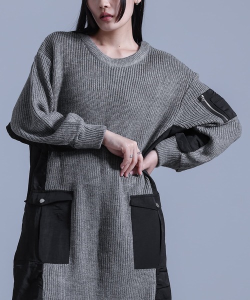 kOhAKU（コハク）の「『布帛切替ニットワンピース』（ワンピース・レディース・杢グレー/ブラック・FREE）」の6枚目の写真