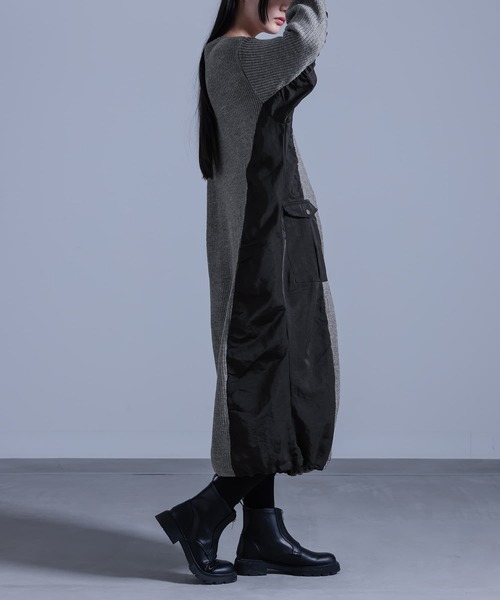 kOhAKU（コハク）の「『布帛切替ニットワンピース』（ワンピース・レディース・杢グレー/ブラック・FREE）」の5枚目の写真