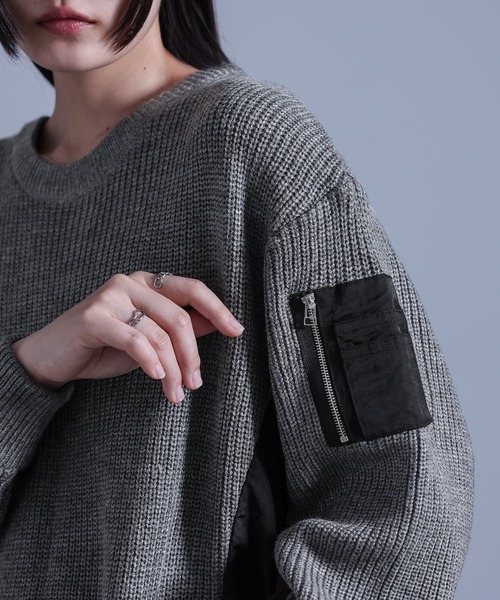 kOhAKU（コハク）の「『布帛切替ニットワンピース』（ワンピース・レディース・杢グレー/ブラック・FREE）」の7枚目の写真