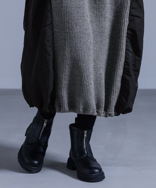 kOhAKU（コハク）の「『布帛切替ニットワンピース』（ワンピース・レディース・杢グレー/ブラック・FREE）」の9枚目の写真