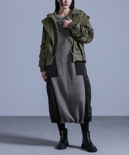 kOhAKU（コハク）の「『布帛切替ニットワンピース』（ワンピース・レディース・杢グレー/ブラック・FREE）」の11枚目の写真