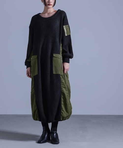 kOhAKU（コハク）の「『布帛切替ニットワンピース』（ワンピース・レディース・杢グレー/ブラック・FREE）」の13枚目の写真