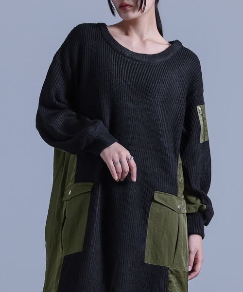 kOhAKU（コハク）の「『布帛切替ニットワンピース』（ワンピース・レディース・杢グレー/ブラック・FREE）」の15枚目の写真