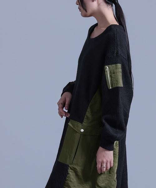 kOhAKU（コハク）の「『布帛切替ニットワンピース』（ワンピース・レディース・杢グレー/ブラック・FREE）」の16枚目の写真