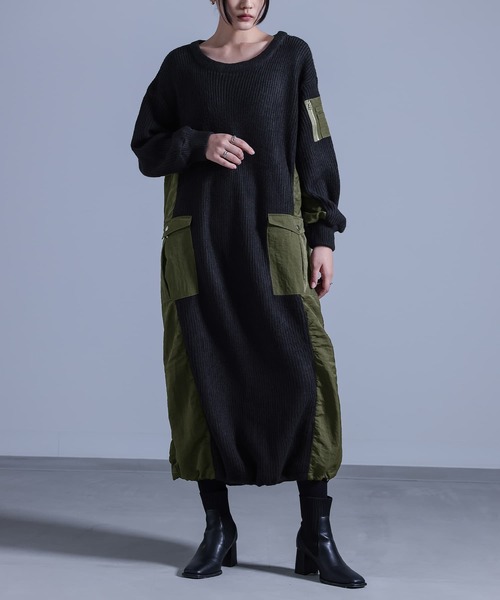 kOhAKU（コハク）の「『布帛切替ニットワンピース』（ワンピース・レディース・杢グレー/ブラック・FREE）」の12枚目の写真