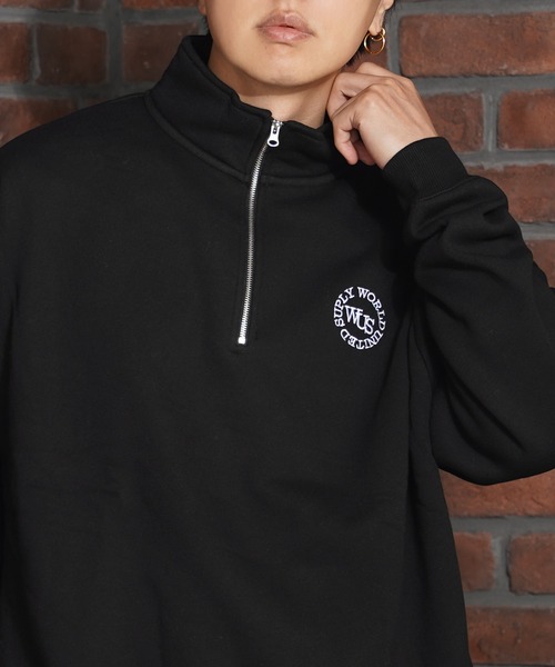 1111clothing(ワンフォークロージング)の「裏起毛 ロゴ刺繍 ハーフジップ スウェット / Half-zip sweatshirt with logo embroidery(スウェット・メンズ・アッシュ/ブラック/グレイッシュベージュ・M/L)」の9枚目の写真